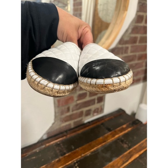 J/Slides Quiltie Leather Flats 8 White - Picture 6 of 7